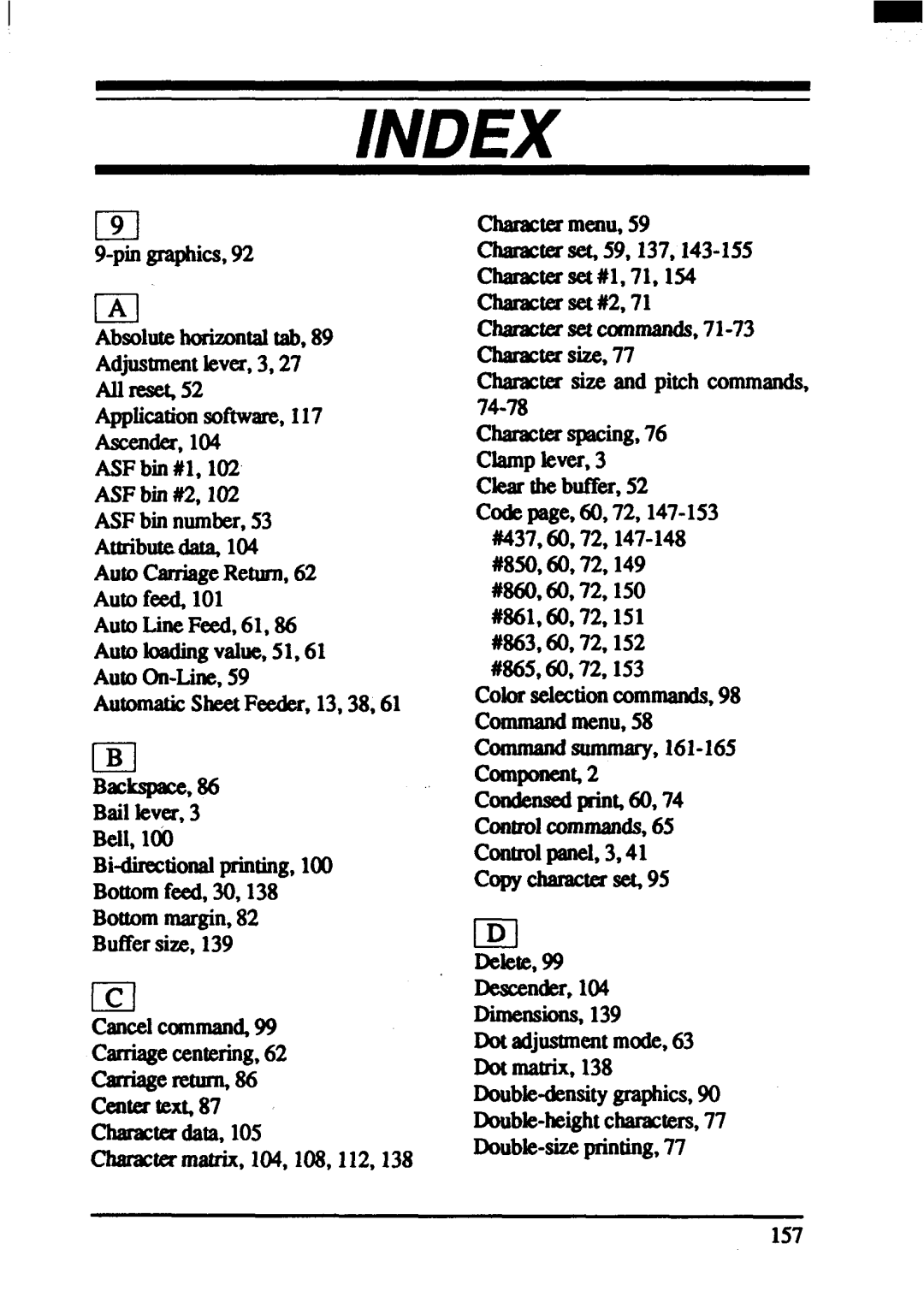 Star Micronics ZA-200, ZA-250 AUrestx Applicationsoflware,117 Ascen, Attributeda@104, BeU,100 Bidirectionalpriming,100 