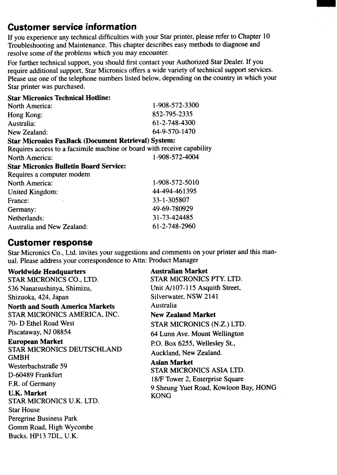 Star Micronics ZA-250, ZA-200 user manual Star MicronicsTechnicalHotline 