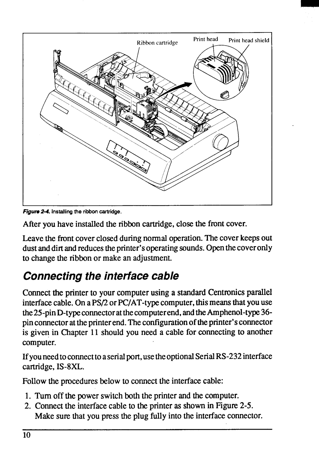 Star Micronics ZA-250, ZA-200 user manual Connectingthe interfacecable 