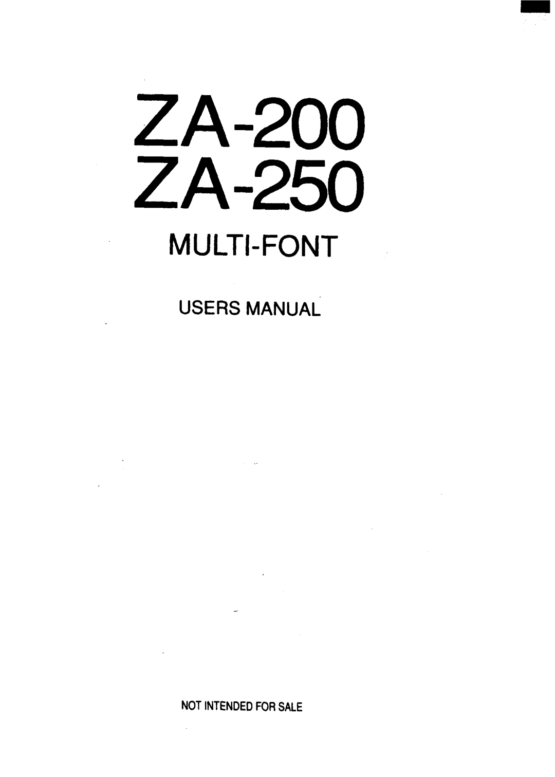 Star Micronics user manual ZA-200 ZA-250 