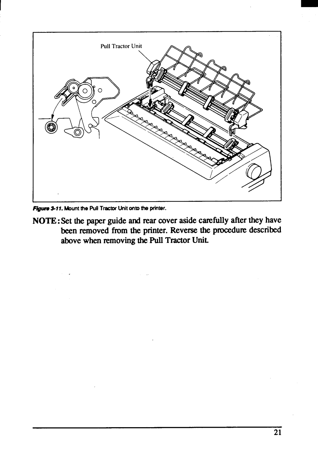 Star Micronics ZA-200, ZA-250 user manual ~ww3.11. Mountthe PullTractorUnit ontothe printer 