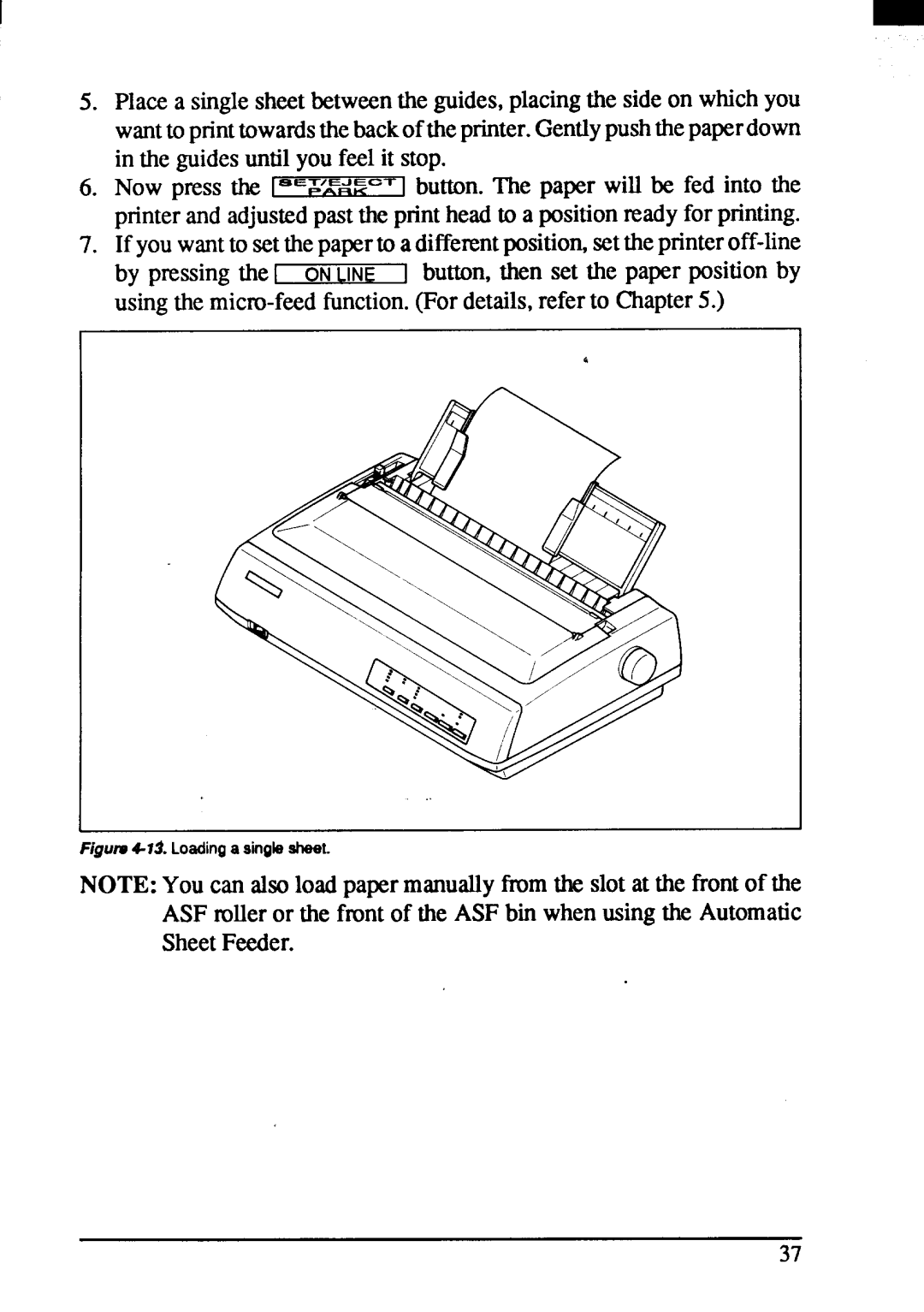 Star Micronics ZA-200, ZA-250 user manual Loadinga singlaahaet 