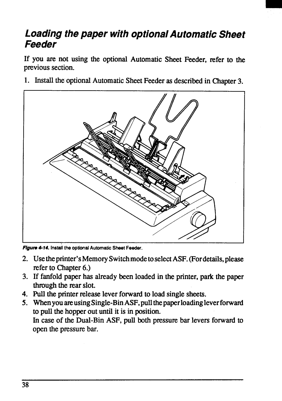 Star Micronics ZA-250, ZA-200 user manual Loadingthepaper with optionalAutomaticSheet Feeder 