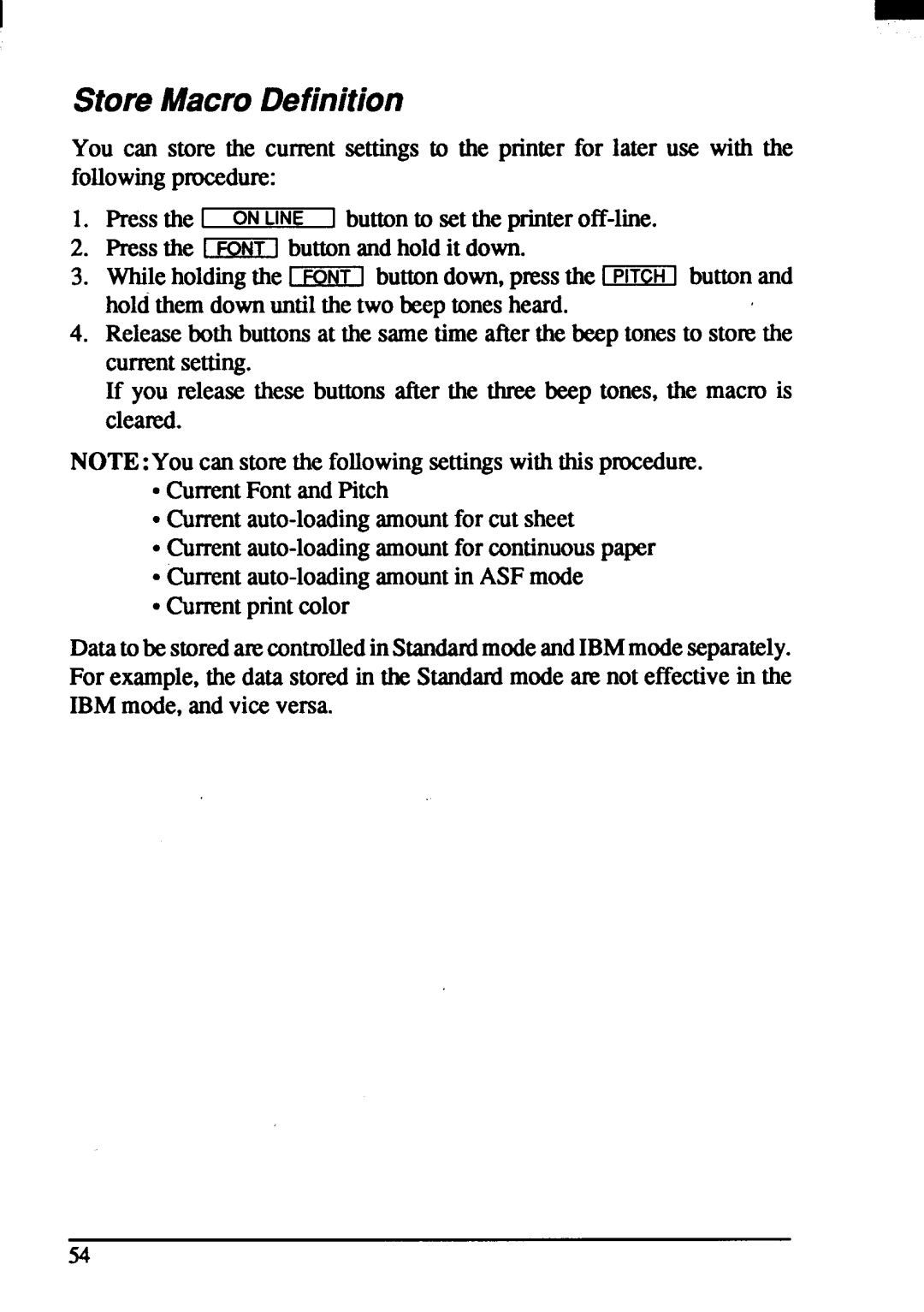 Star Micronics ZA-250, ZA-200 user manual StoreMacro Definition 