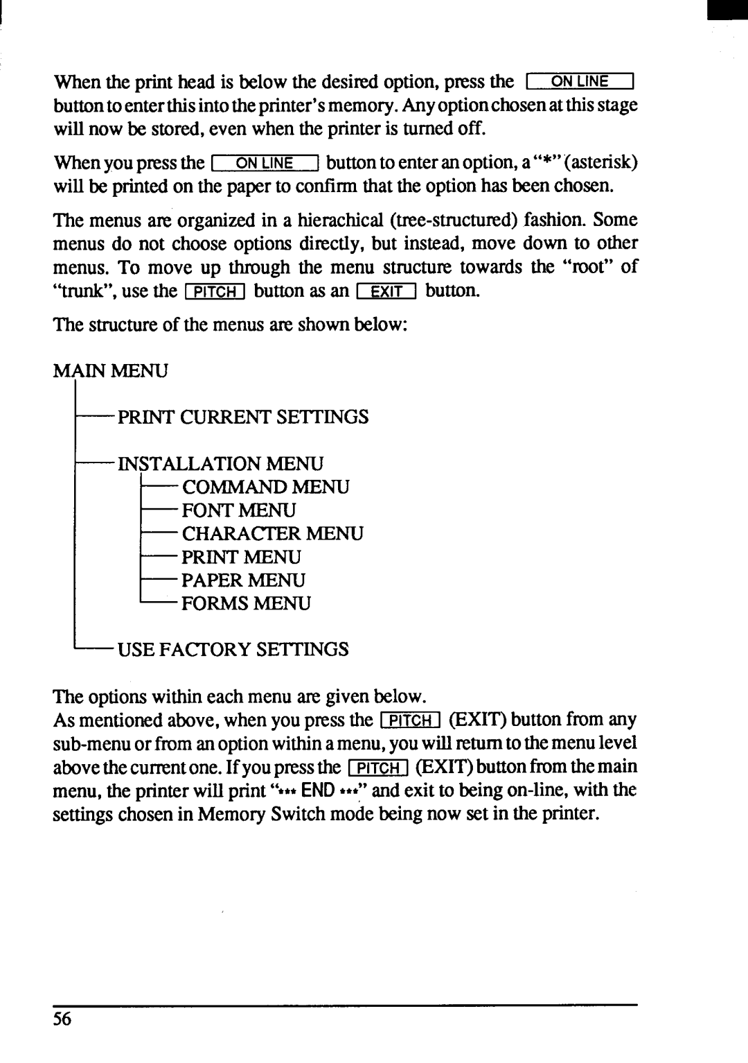 Star Micronics ZA-250, ZA-200 user manual Main Menu 