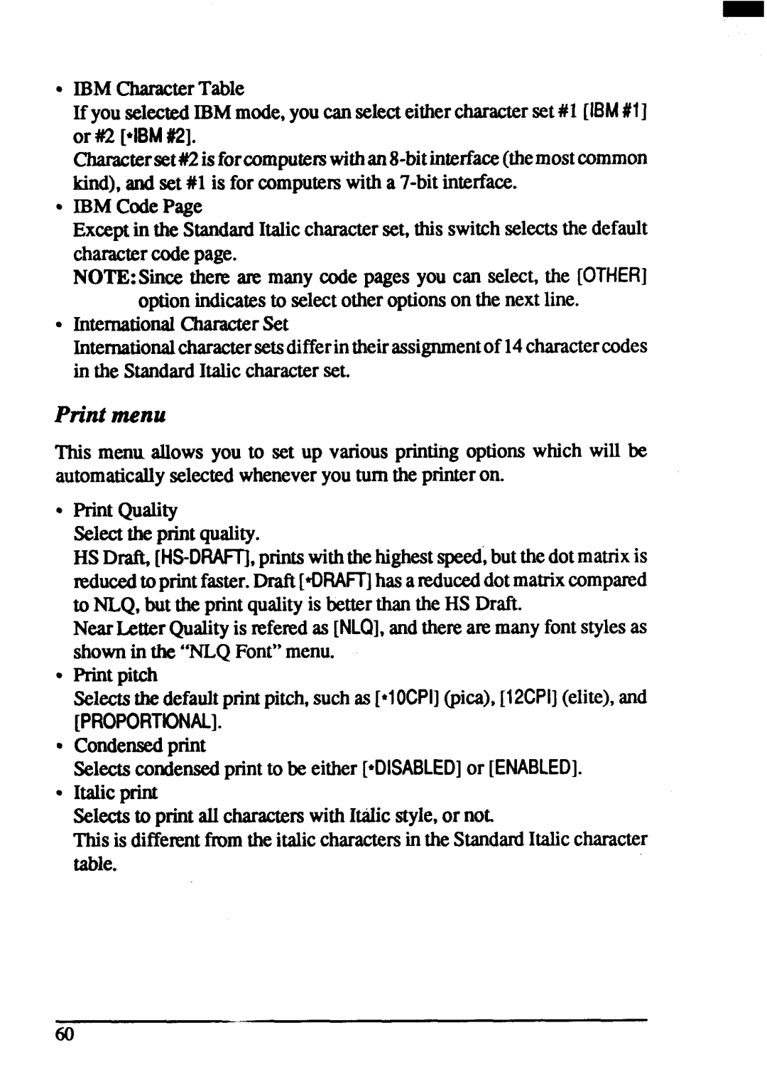 Star Micronics ZA-250, ZA-200 user manual Print menu 