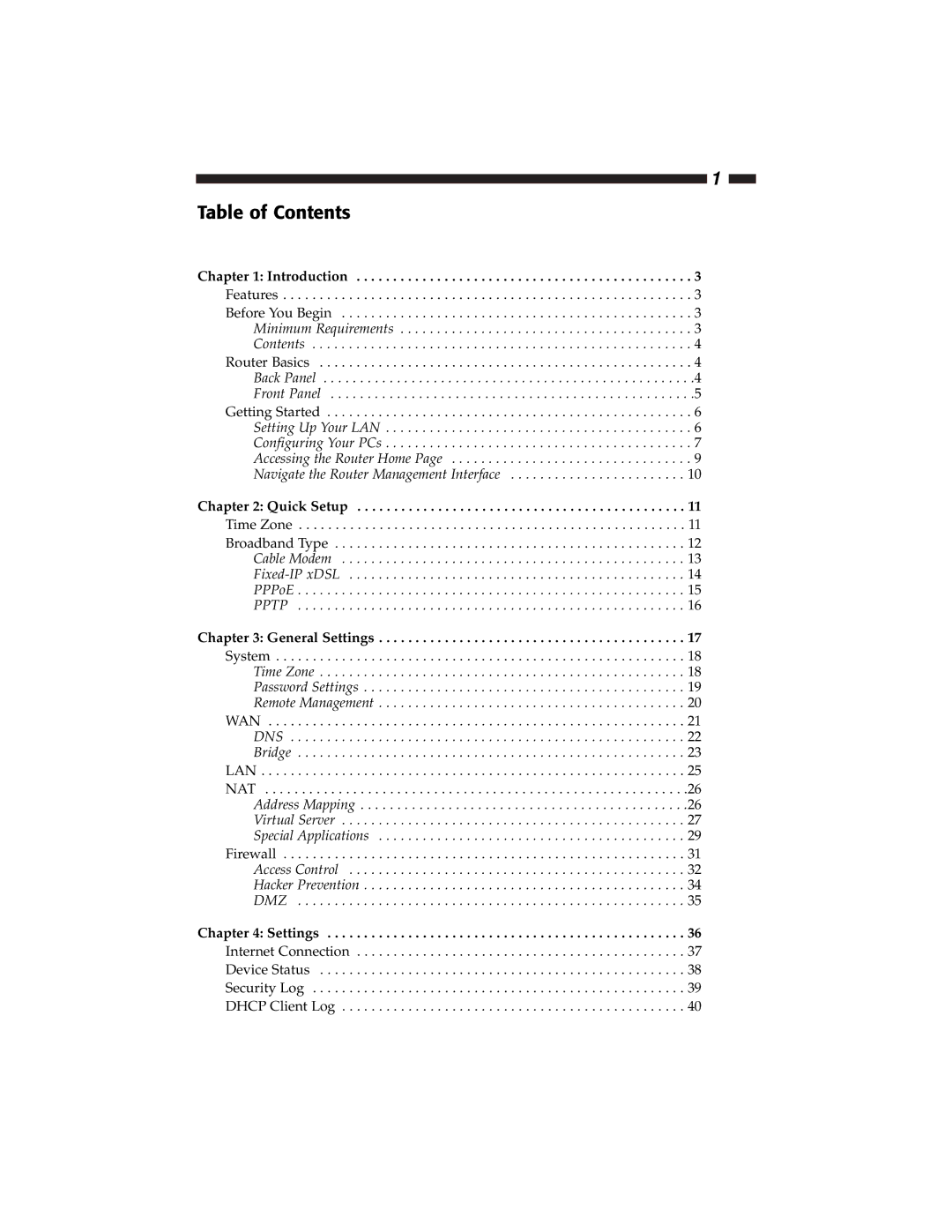 Star Tech Development BR4100DC manual Table of Contents 