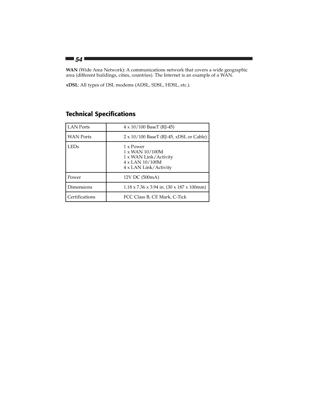 Star Tech Development BR4100DC manual Technical Specifications 