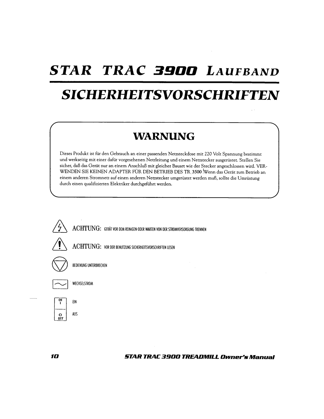 Star Trac 3900 manual 