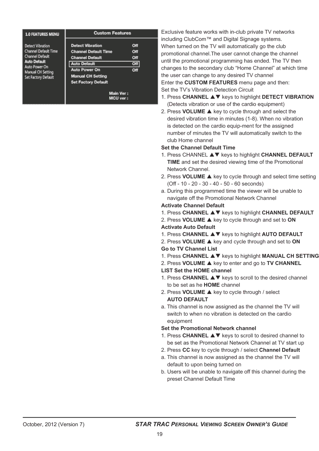 Star Trac 620 -8173 manual Auto Default 