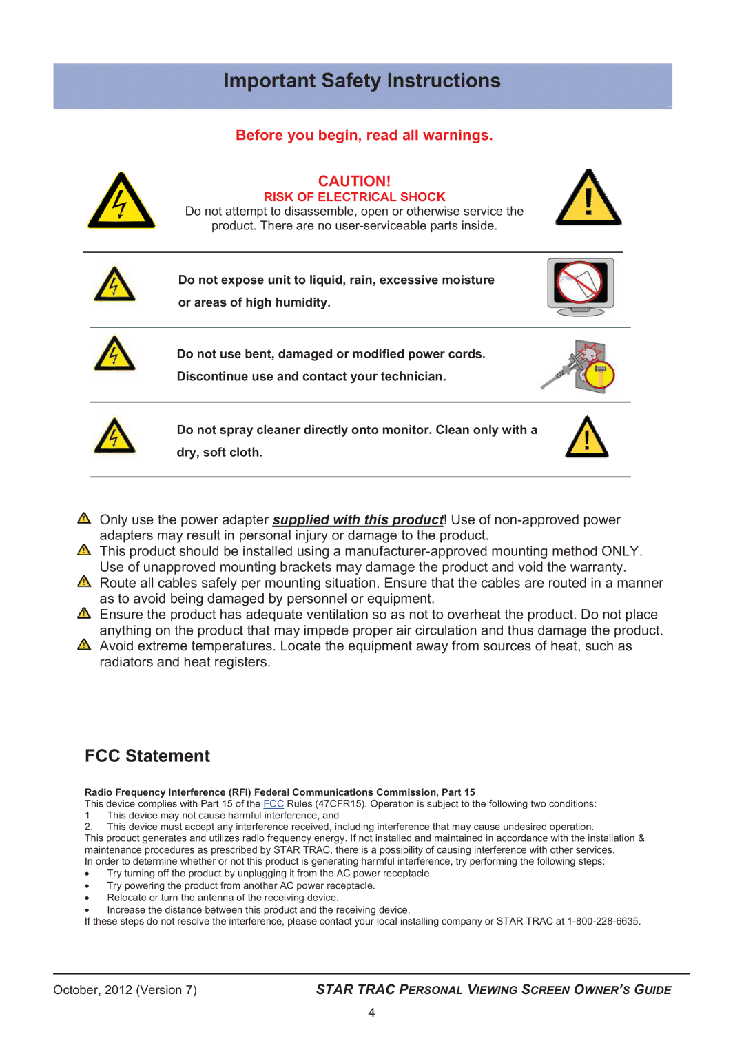 Star Trac 620 -8173 manual Important Safety Instructions 