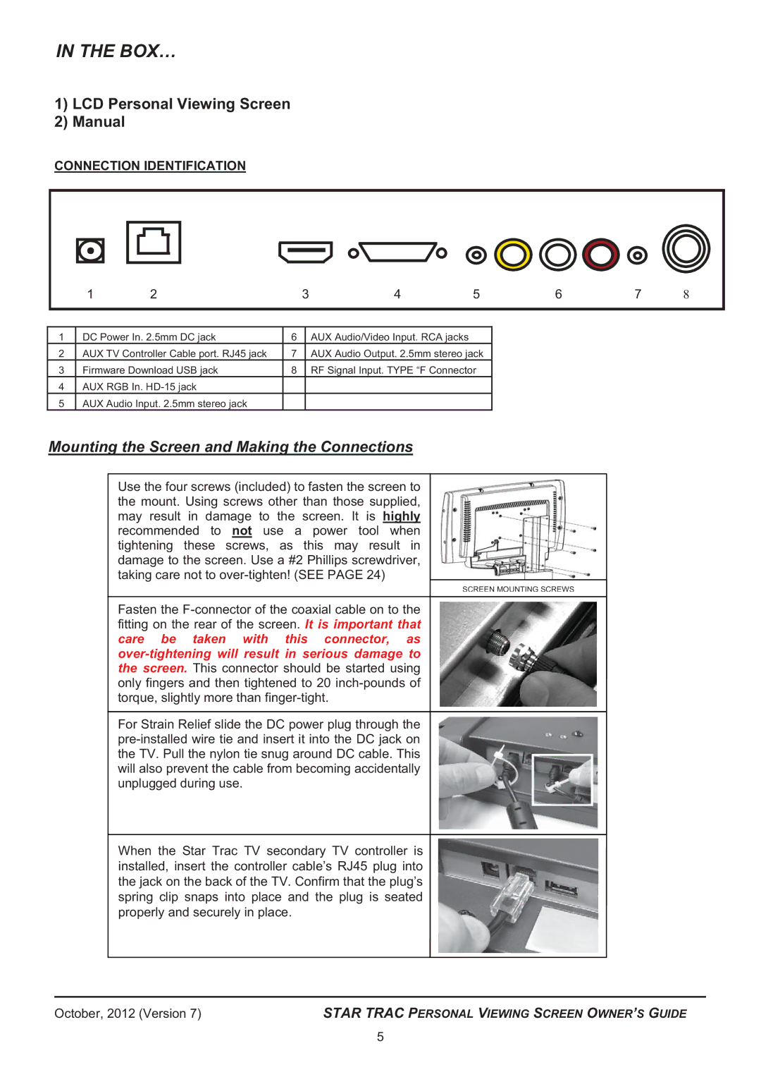 Star Trac 620 -8173 manual Box… 