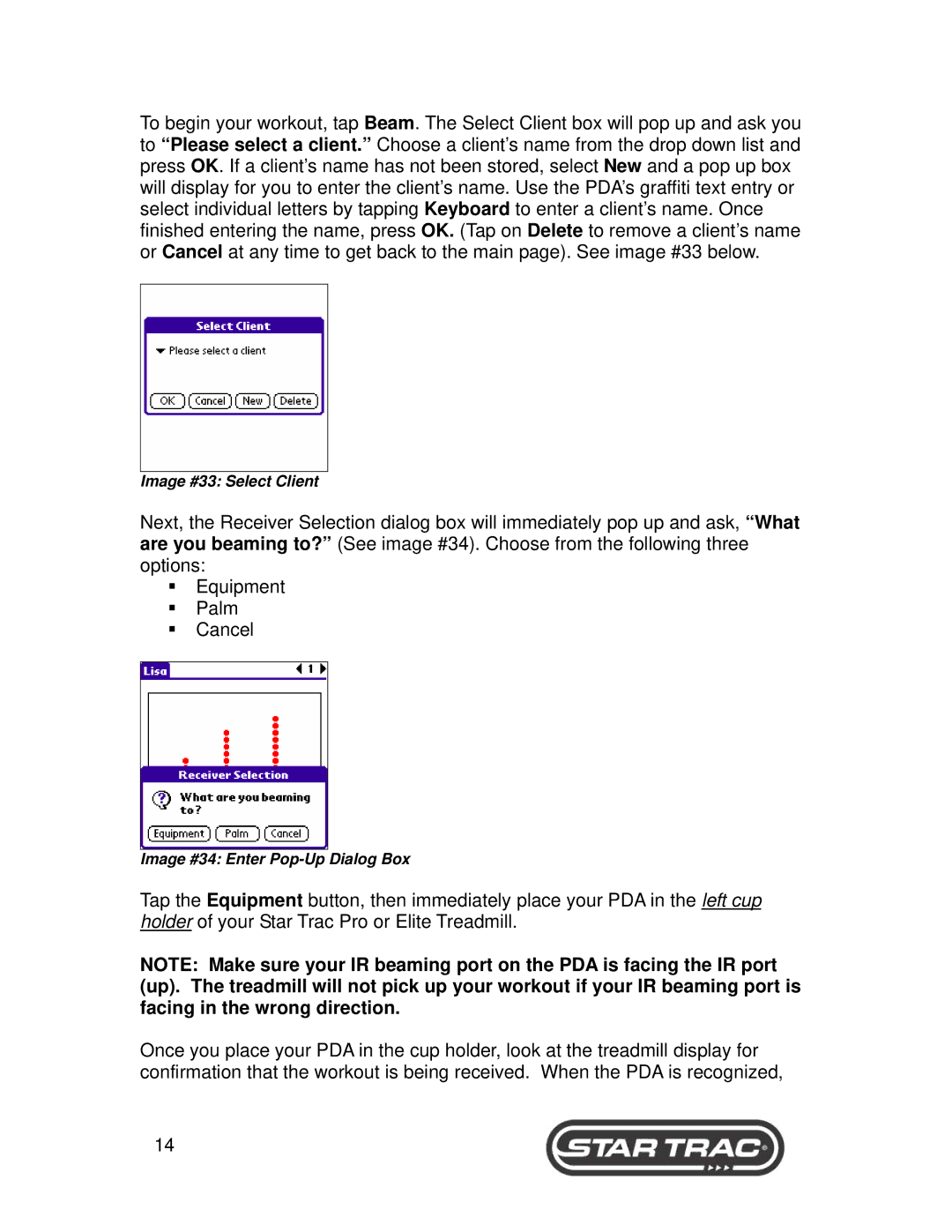 Star Trac 6300, 6400 Series manual Image #33 Select Client 