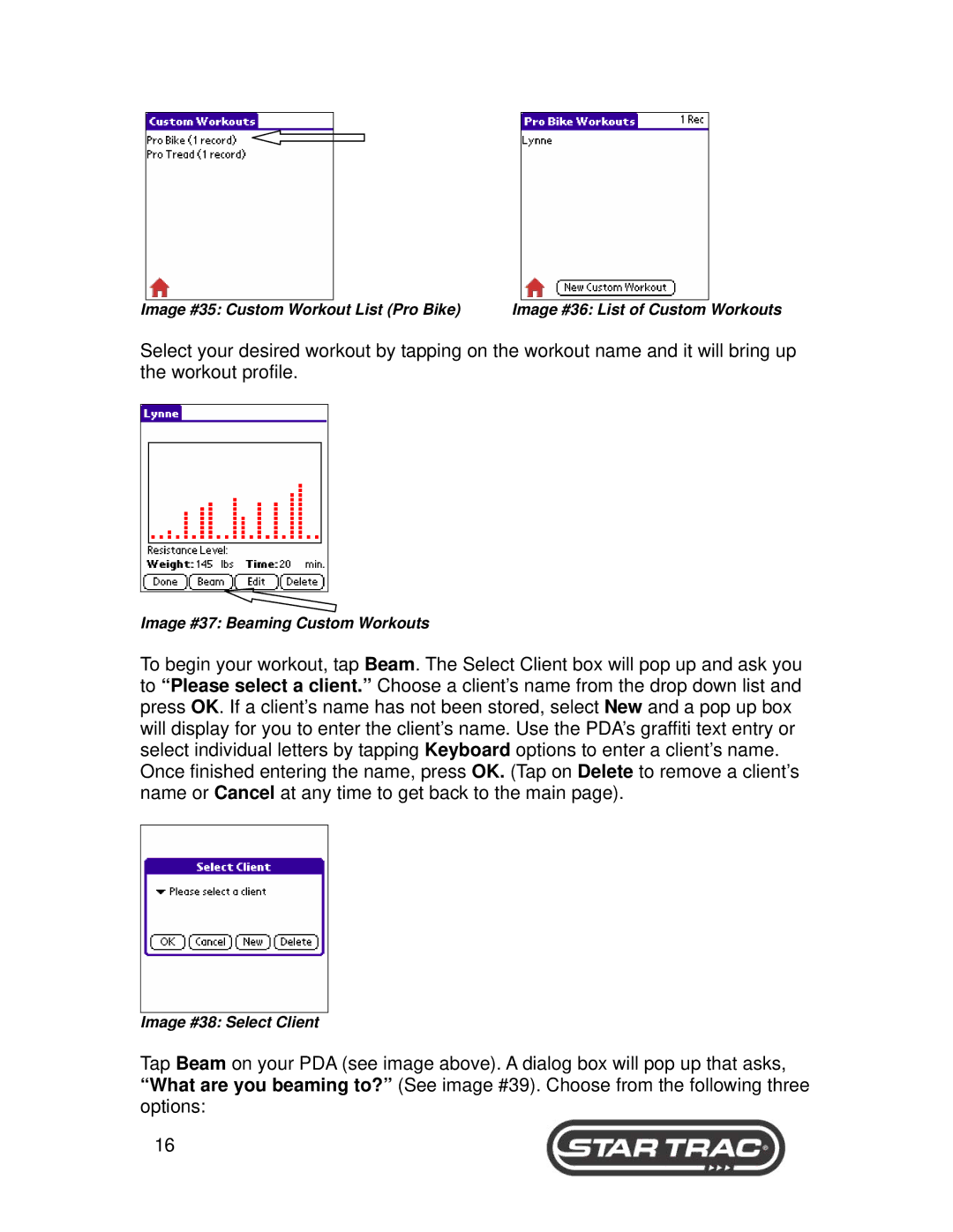 Star Trac 6300, 6400 Series manual Image #37 Beaming Custom Workouts 