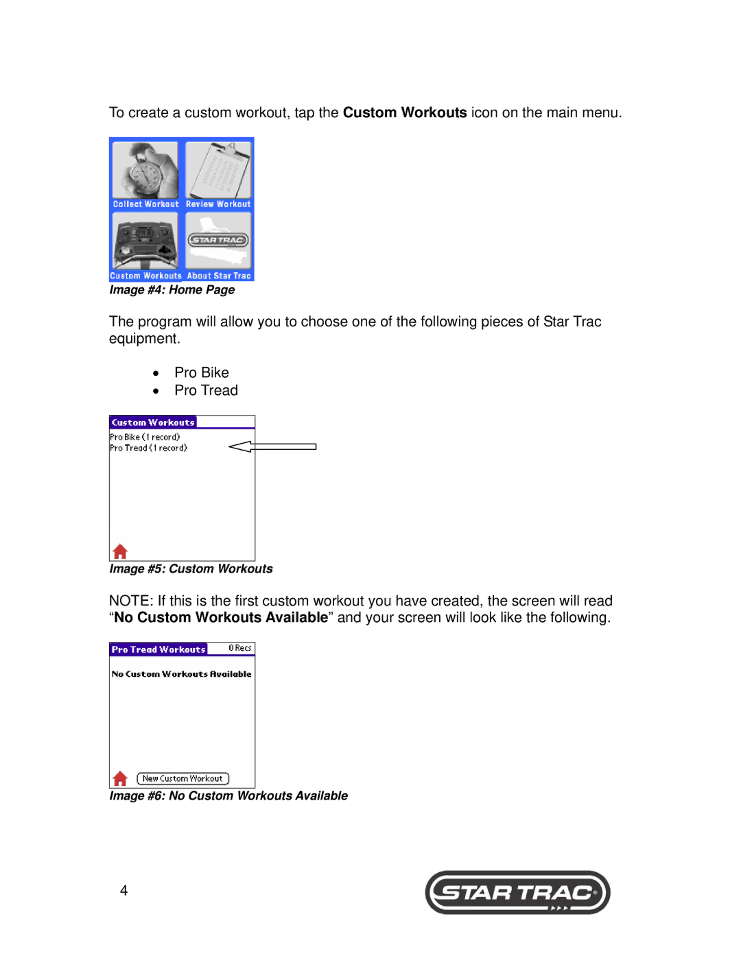 Star Trac 6300, 6400 Series manual Image #4 Home 