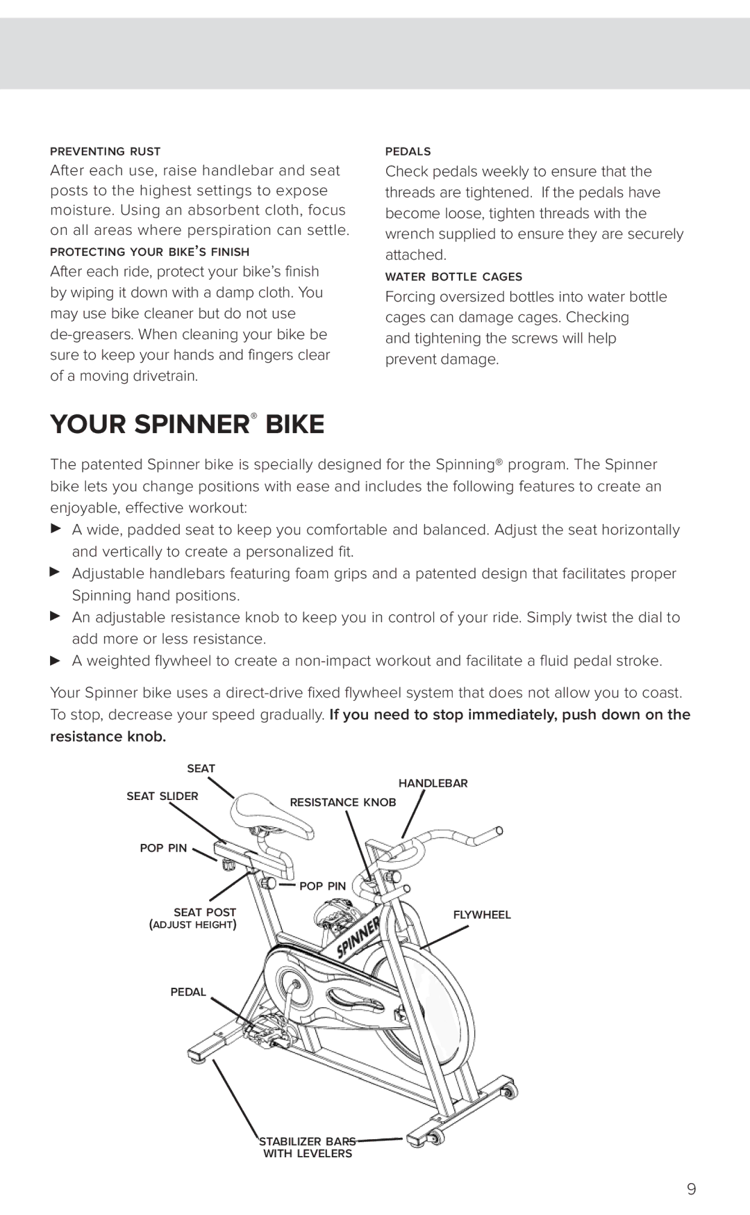 Star Trac 7040 manual Your Spinner Bike, Resistance knob 