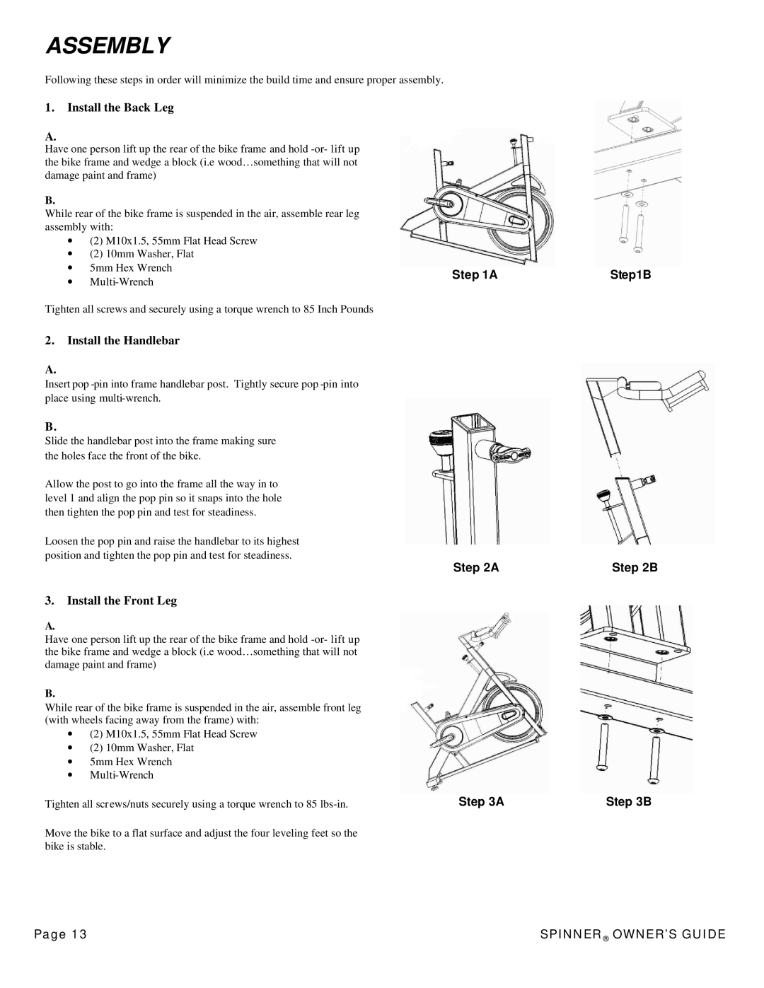 Star Trac 7060, 7090, 7080, 7070 manual Assembly 