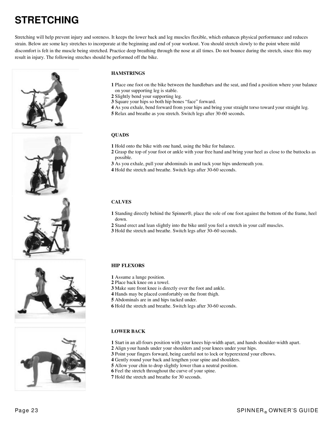 Star Trac 7070, 7090, 7060, 7080 manual Stretching 