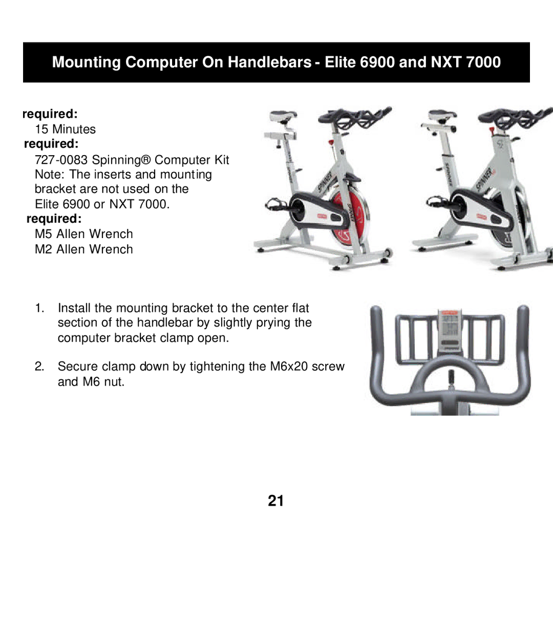 Star Trac 727-0083 manual Mounting Computer On Handlebars Elite 6900 and NXT 