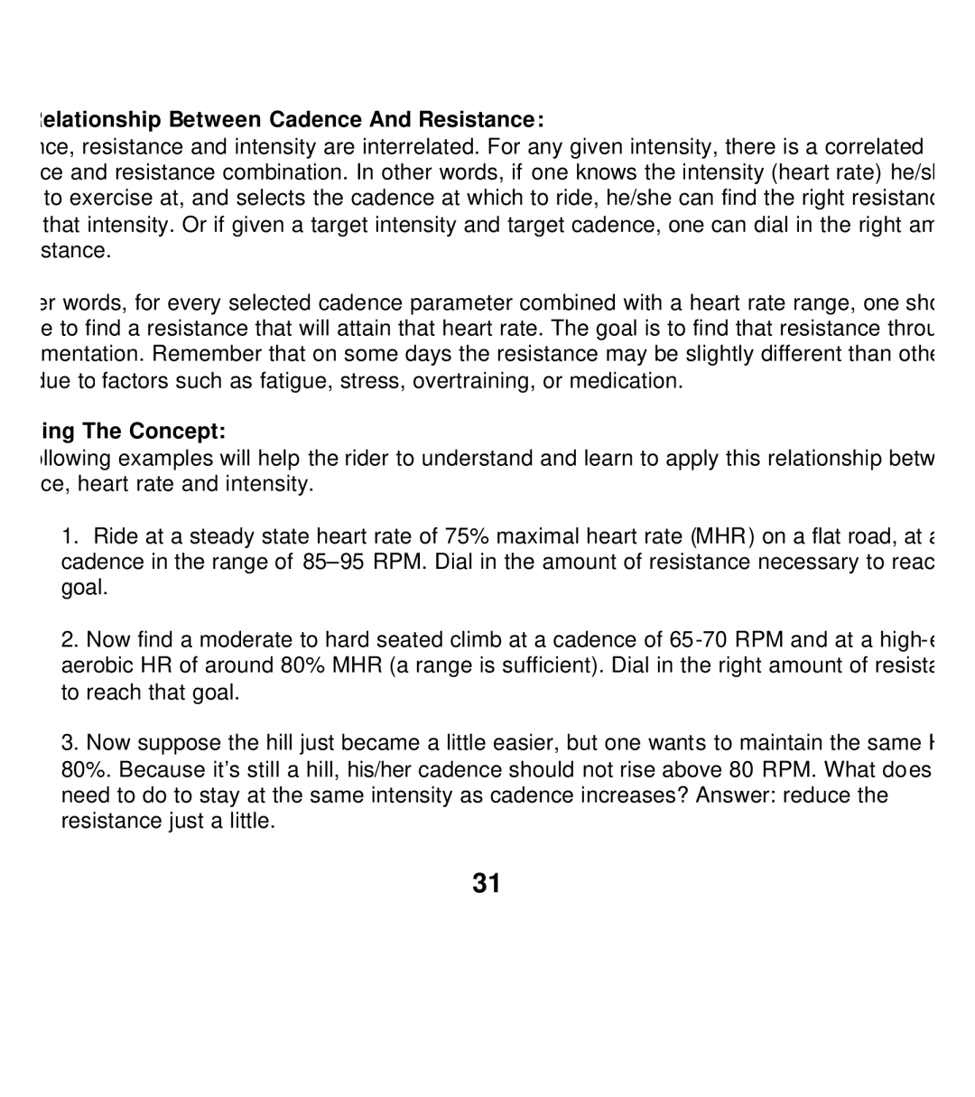 Star Trac 727-0083 manual Elationship Between Cadence And Resistance, Ing The Concept 