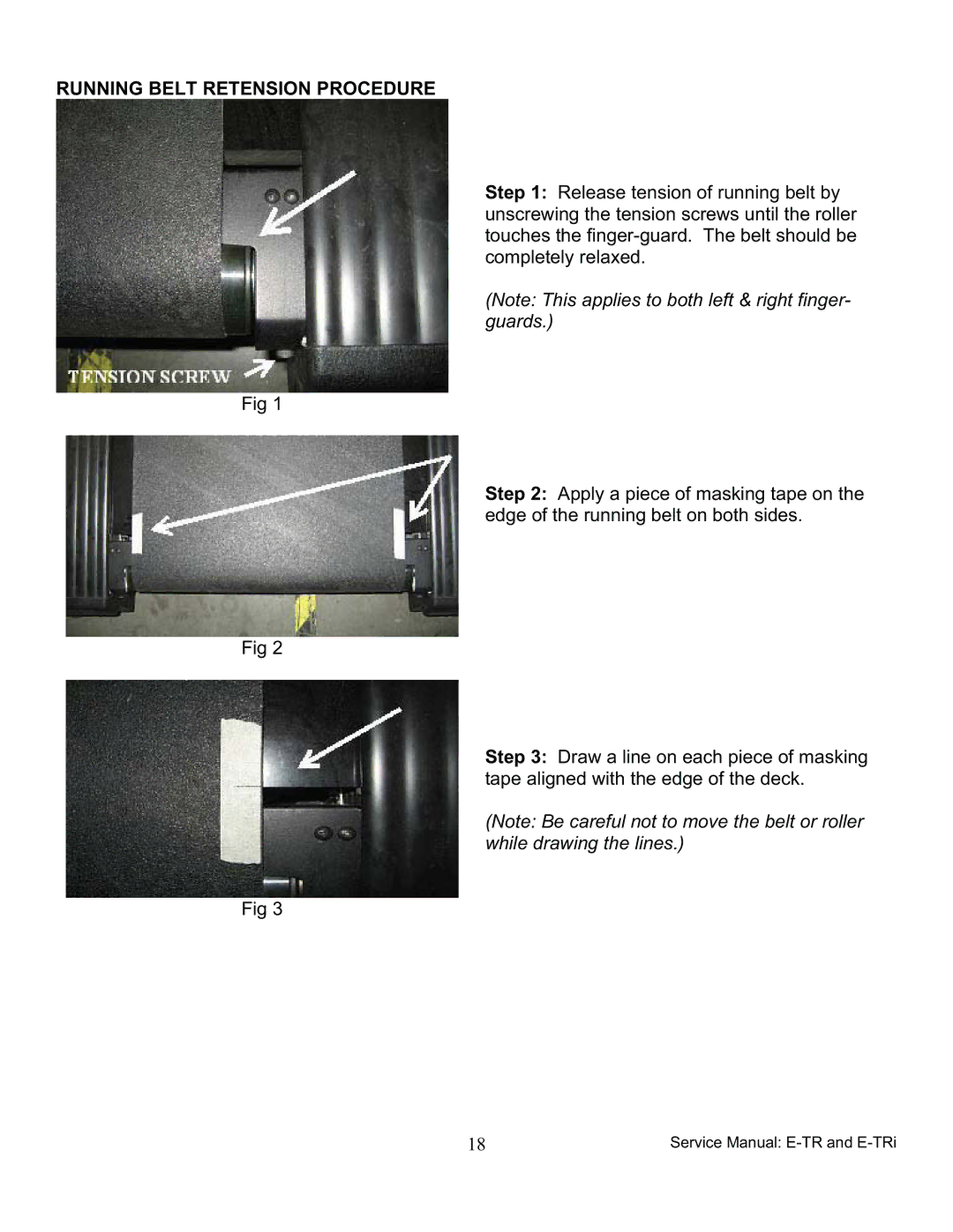 Star Trac 7600, 7700 manual Running Belt Retension Procedure 