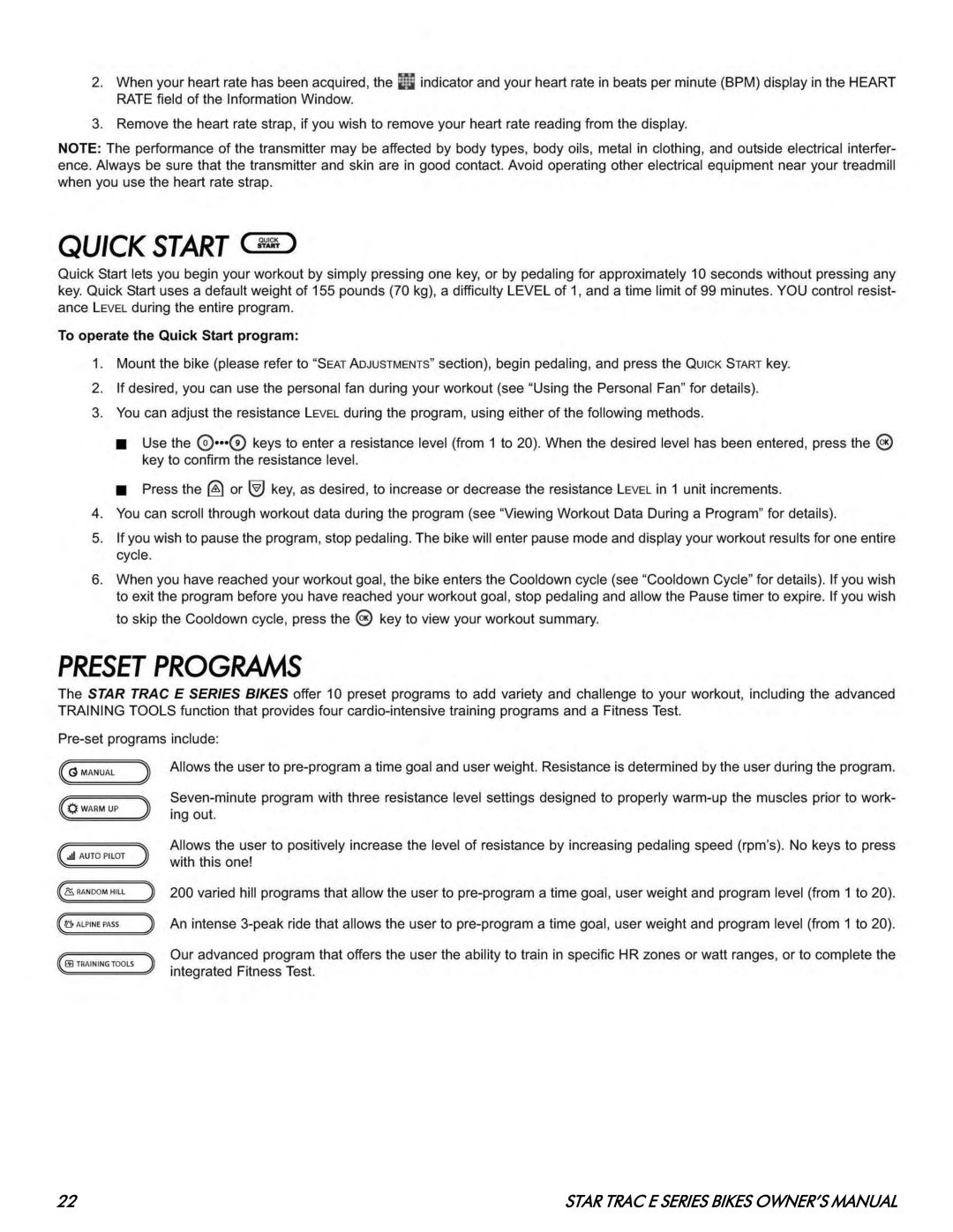 Star Trac E- RB 8110, E- UB 8100 manual 