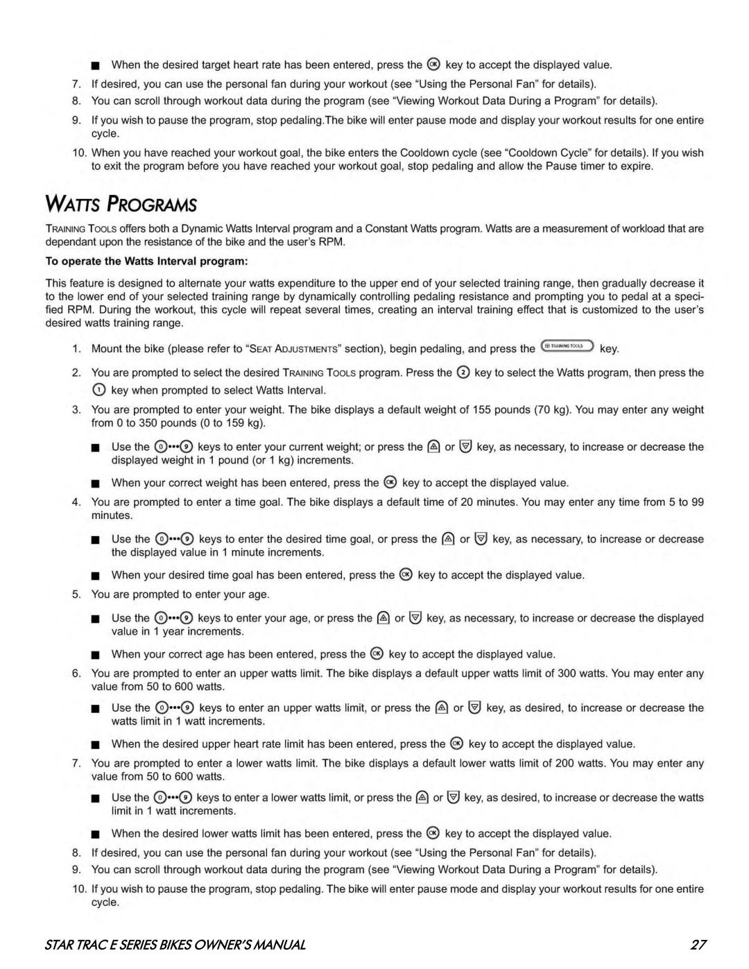 Star Trac E- UB 8100, E- RB 8110 manual 