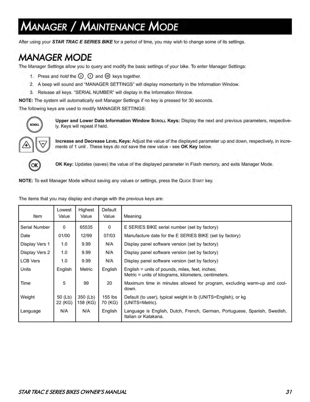 Star Trac E- UB 8100, E- RB 8110 manual 