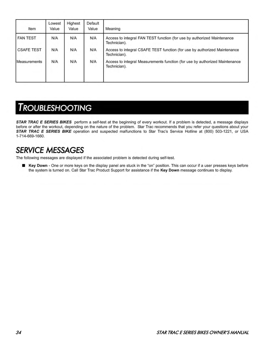 Star Trac E- RB 8110, E- UB 8100 manual 