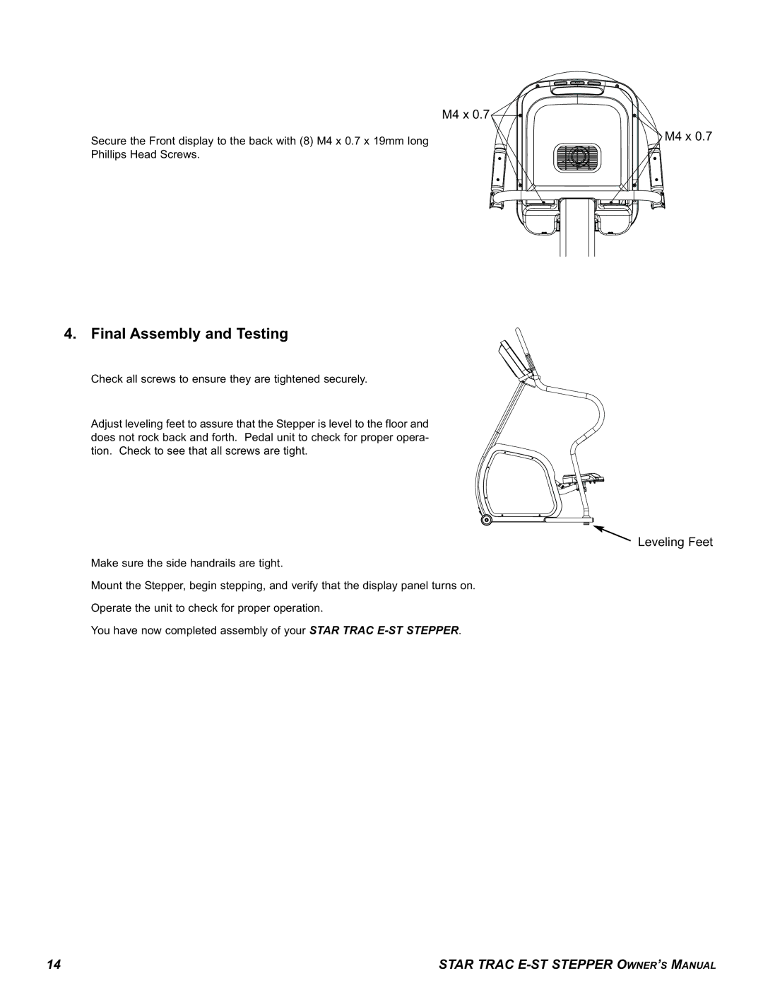 Star Trac E-ST manual Final Assembly and Testing 