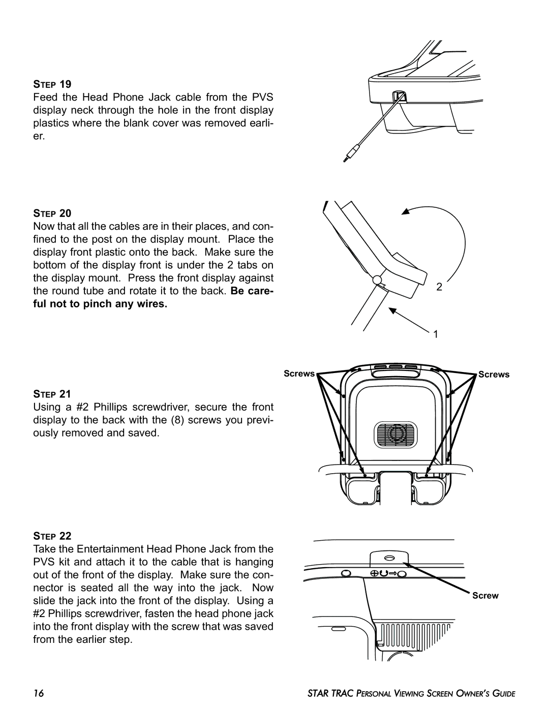 Star Trac E-TBTi, E-STi, E-RBi, E-UBi, E-TRi manual Screws 