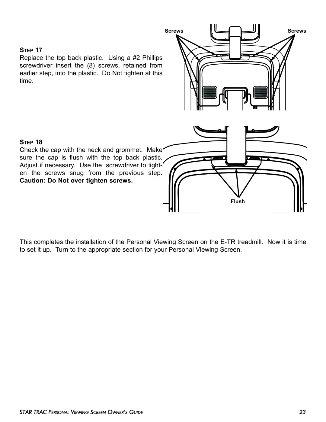 Star Trac E-UBi, E-STi, E-TBTi, E-RBi, E-TRi manual Flush 