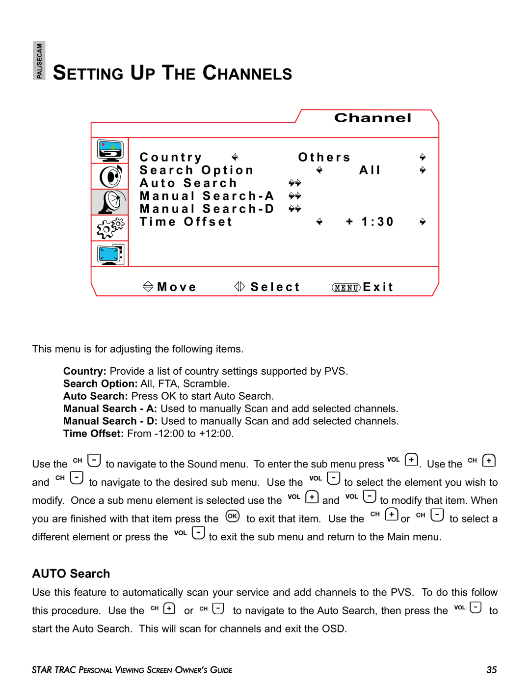 Star Trac E-STi, E-TBTi, E-RBi, E-UBi, E-TRi manual Setting UP Channels, Auto Search 