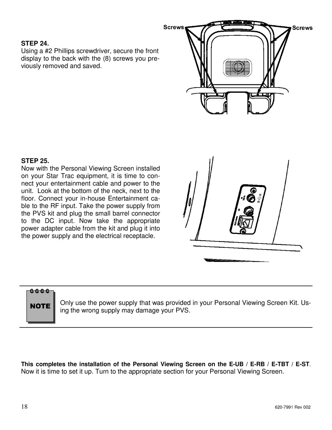 Star Trac E-UBi, E-STi, E-TBTi, E-RBi, E-TRi manual Step 