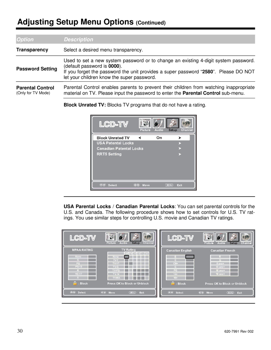 Star Trac E-STi, E-TBTi, E-RBi, E-UBi, E-TRi manual Transparency, Password Setting, Parental Control 