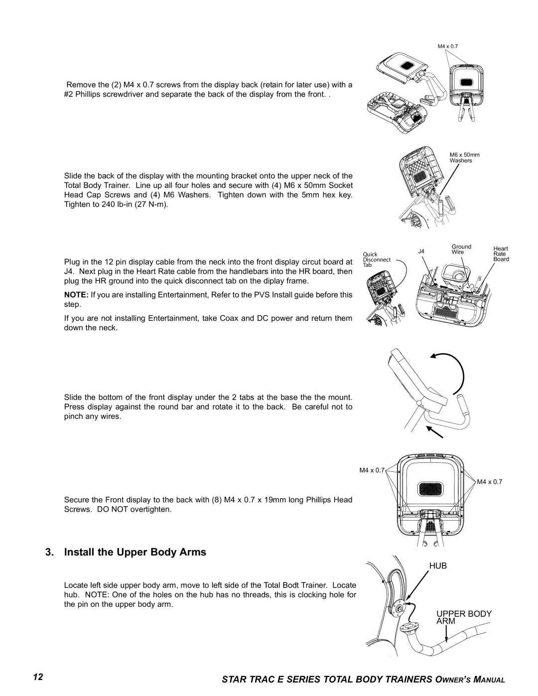 Star Trac E-TBT manual Install the Upper Body Arms 