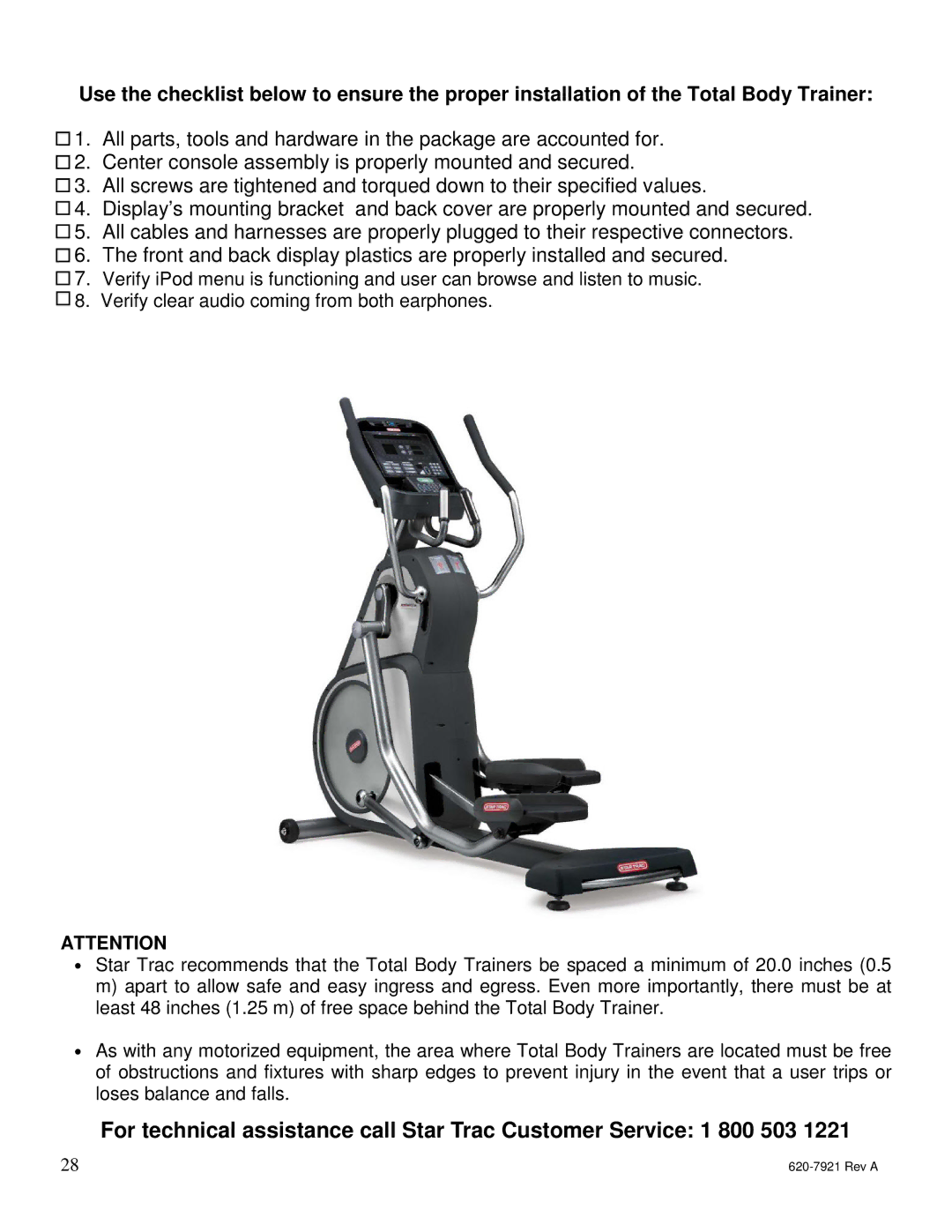 Star Trac E-TBTe manual Rev a 