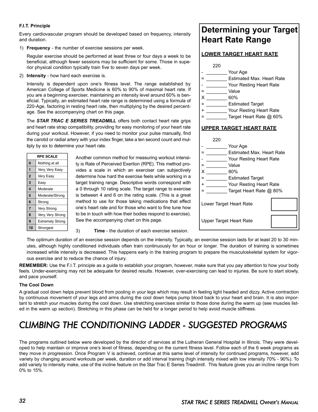 Star Trac E-TR manual T. Principle, Cool Down 