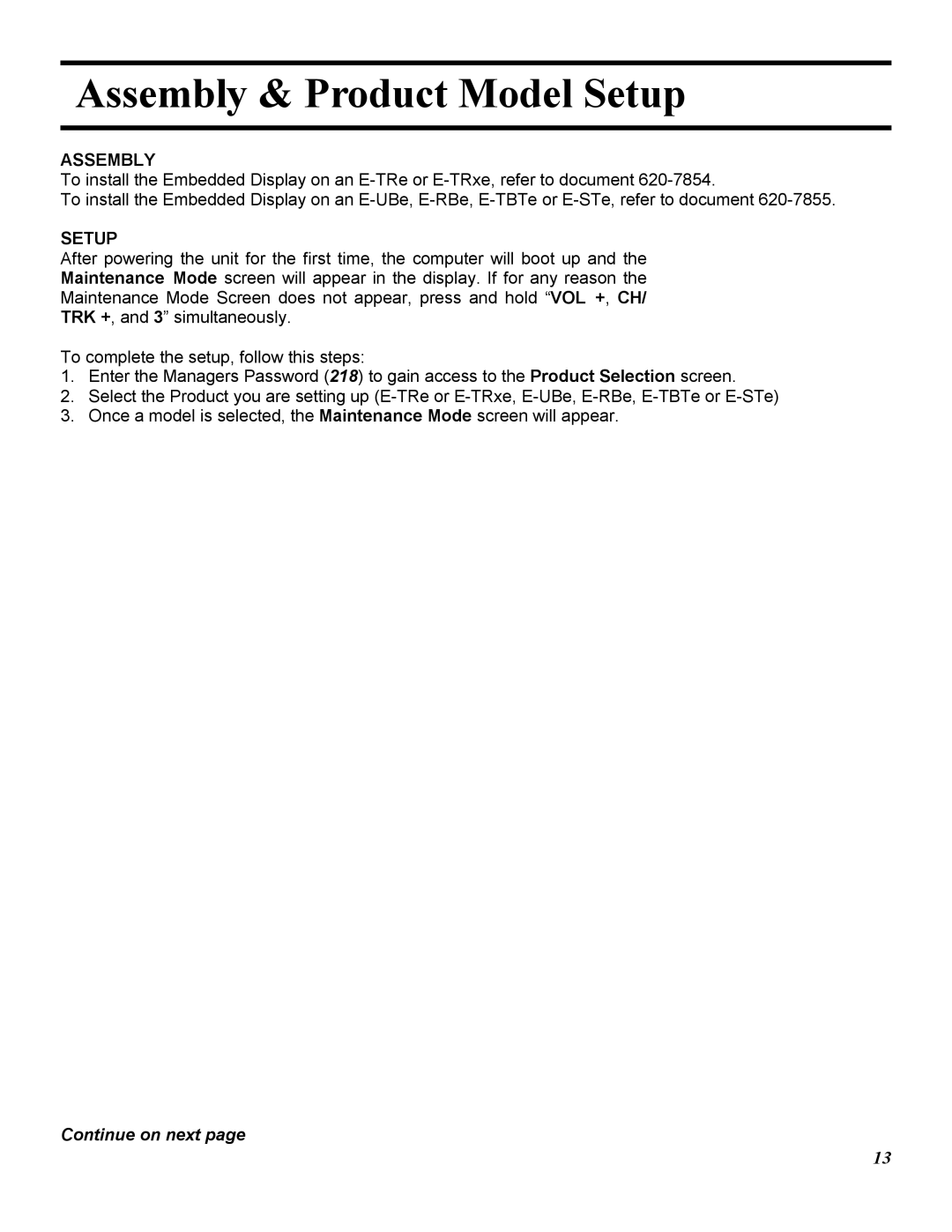 Star Trac E-TRE, E-TRXE manual Assembly & Product Model Setup 