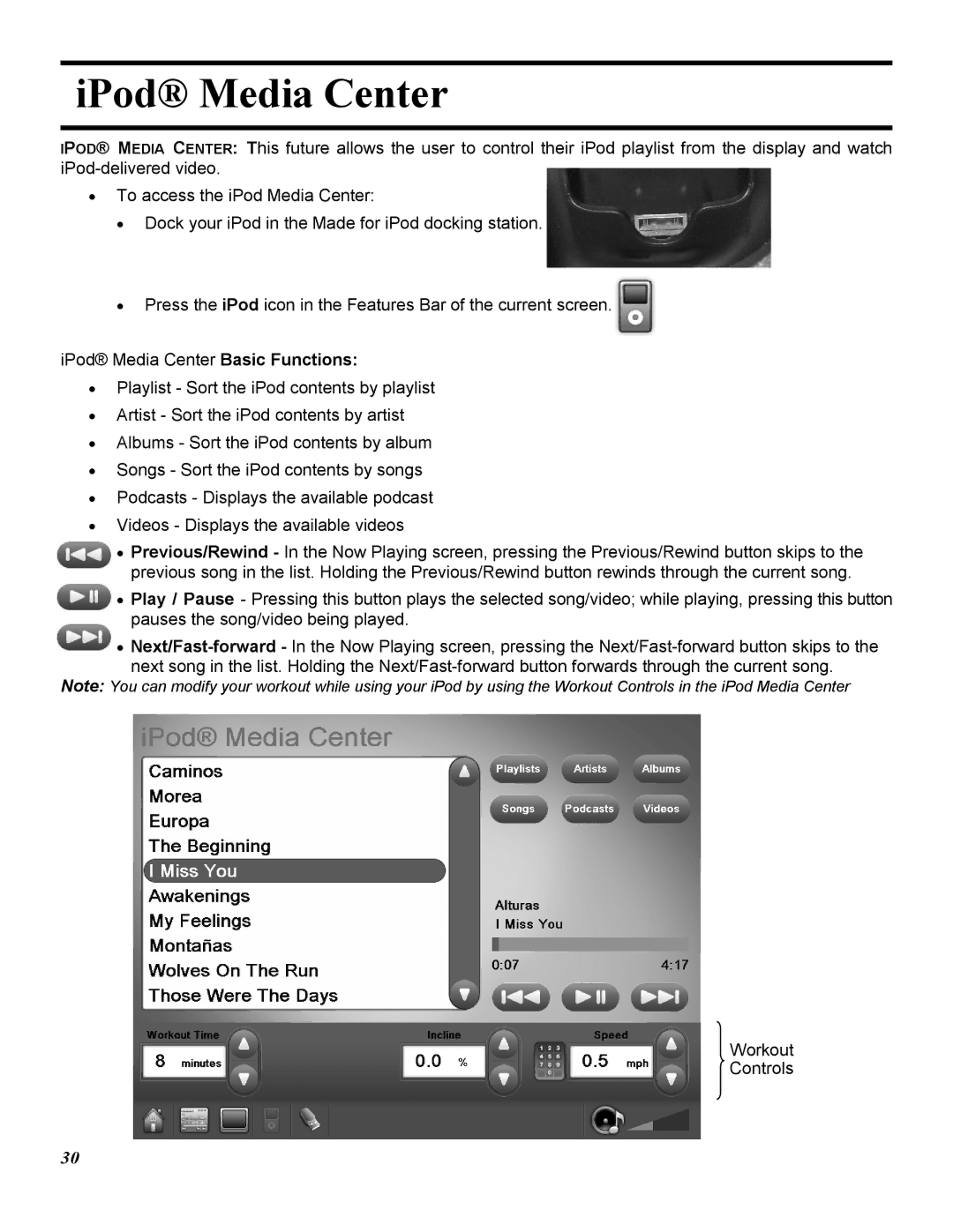 Star Trac E-TRXE, E-TRE manual IPod Media Center 