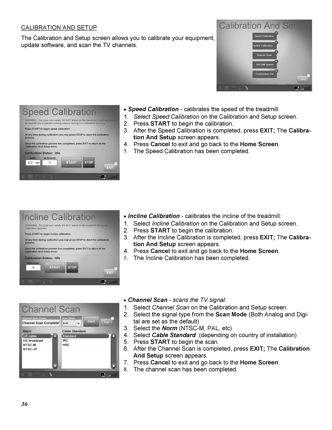 Star Trac E-TRXE, E-TRE manual Calibration and Setup 