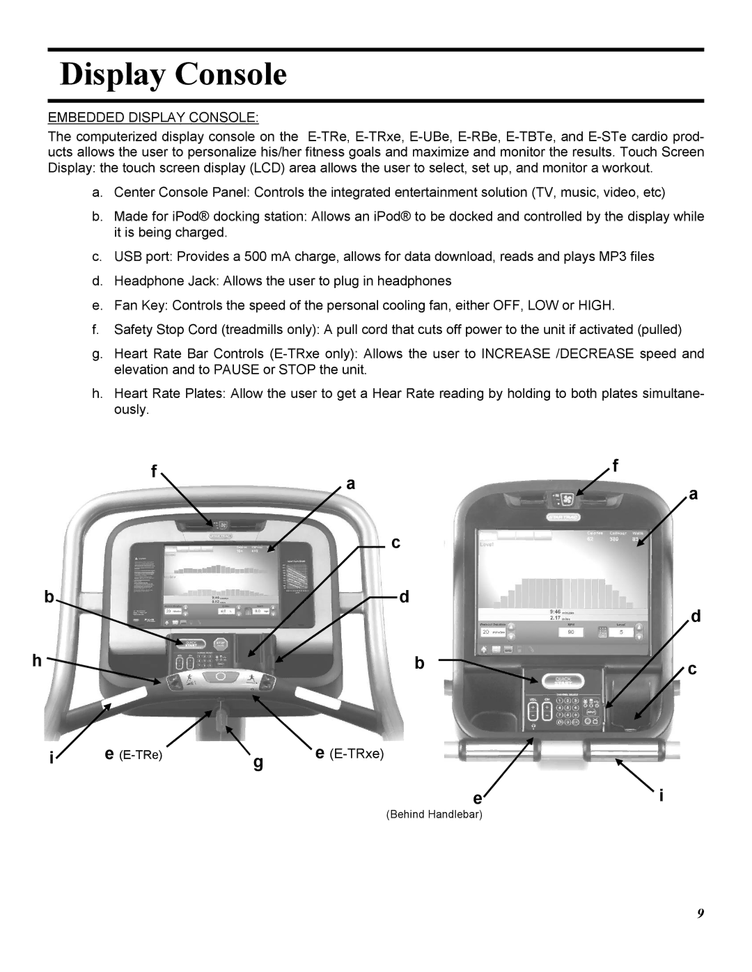 Star Trac E-TRE, E-TRXE manual Embedded Display Console 