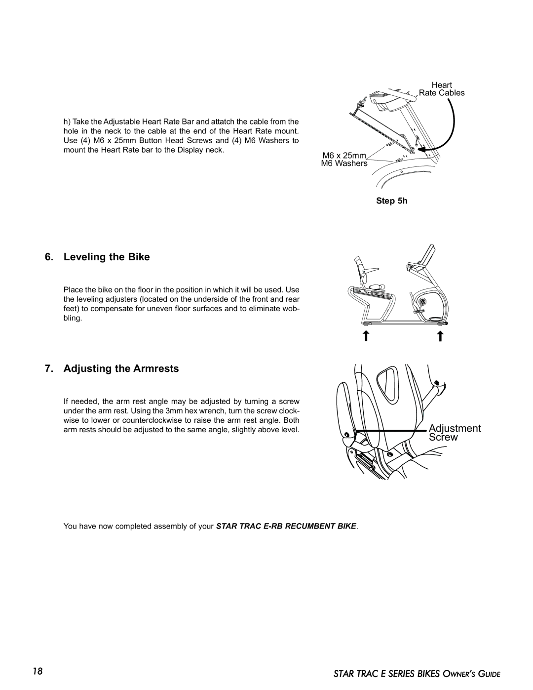 Star Trac E-UB manual Adjusting the Armrests 