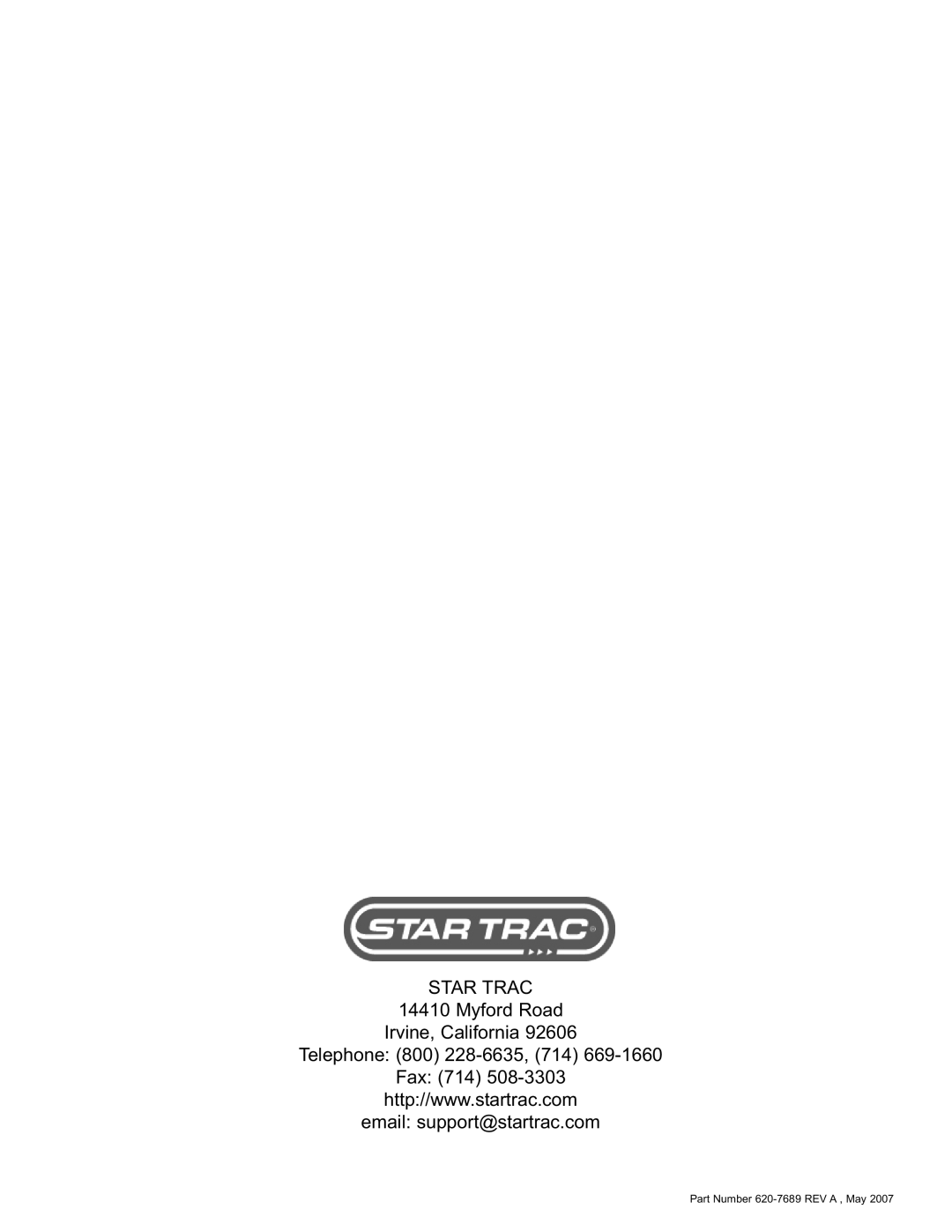 Star Trac E-UB manual Star Trac 