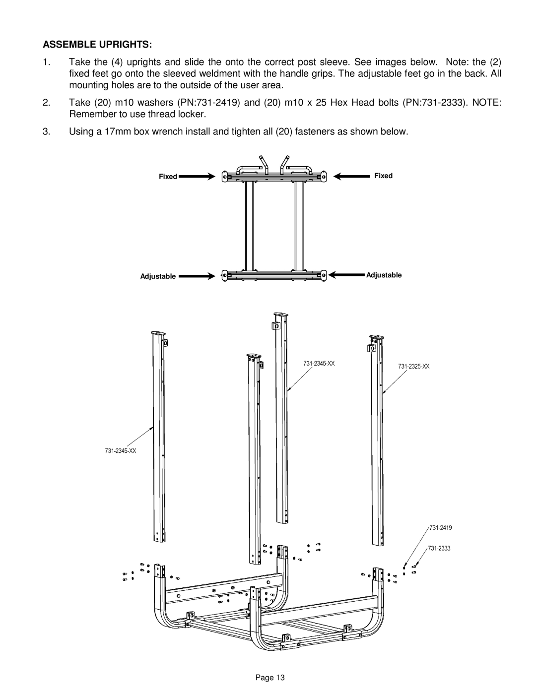 Star Trac ip-l8505 manual Assemble Uprights 