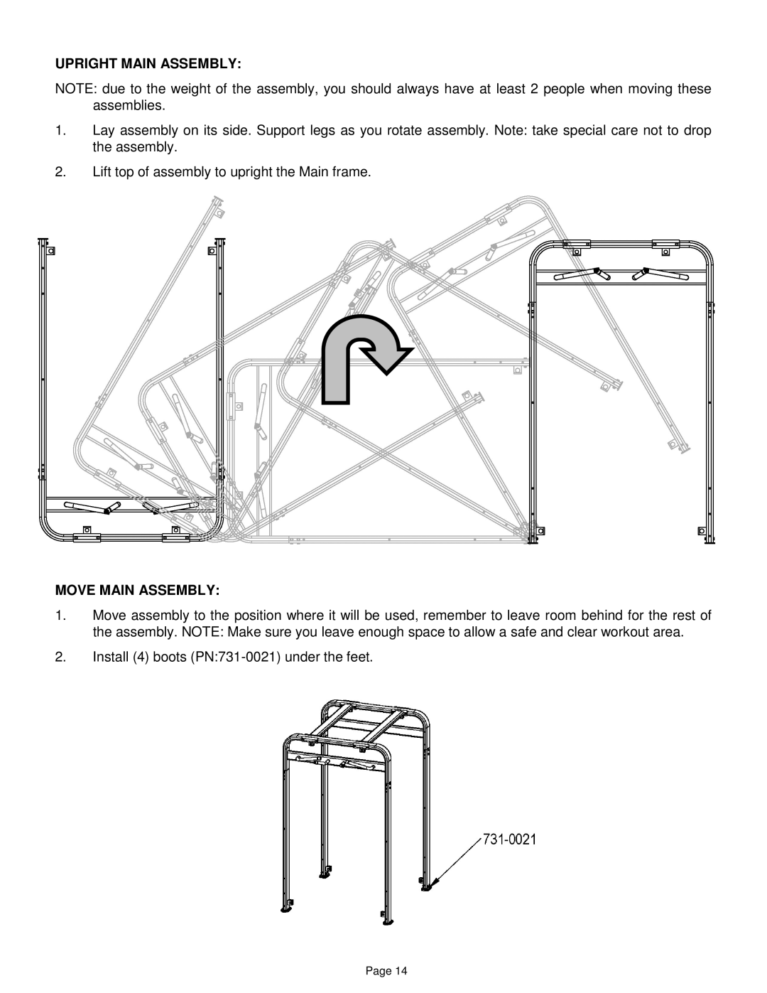 Star Trac ip-l8505 manual Upright Main Assembly, Move Main Assembly 