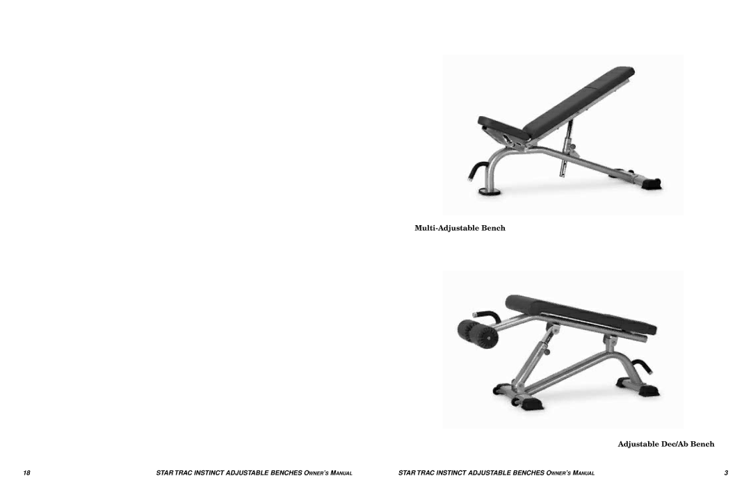 Star Trac none manual Multi-Adjustable Bench Adjustable Dec/Ab Bench 