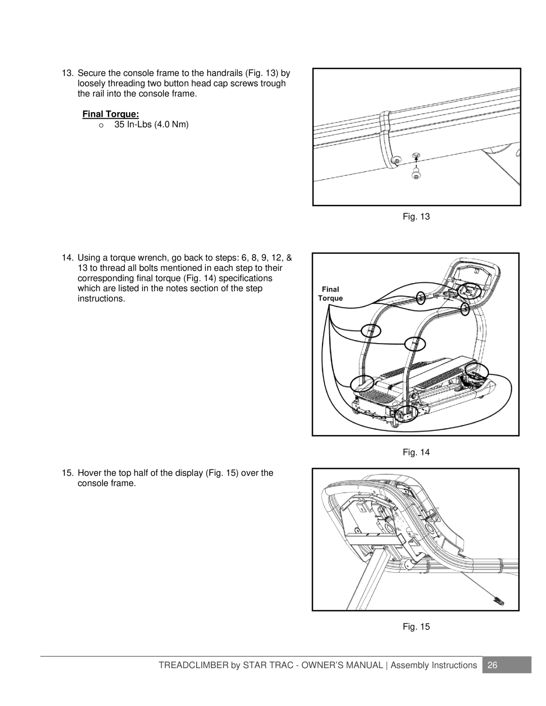 Star Trac NOT FOUND, E-TCI manual Final Torque 