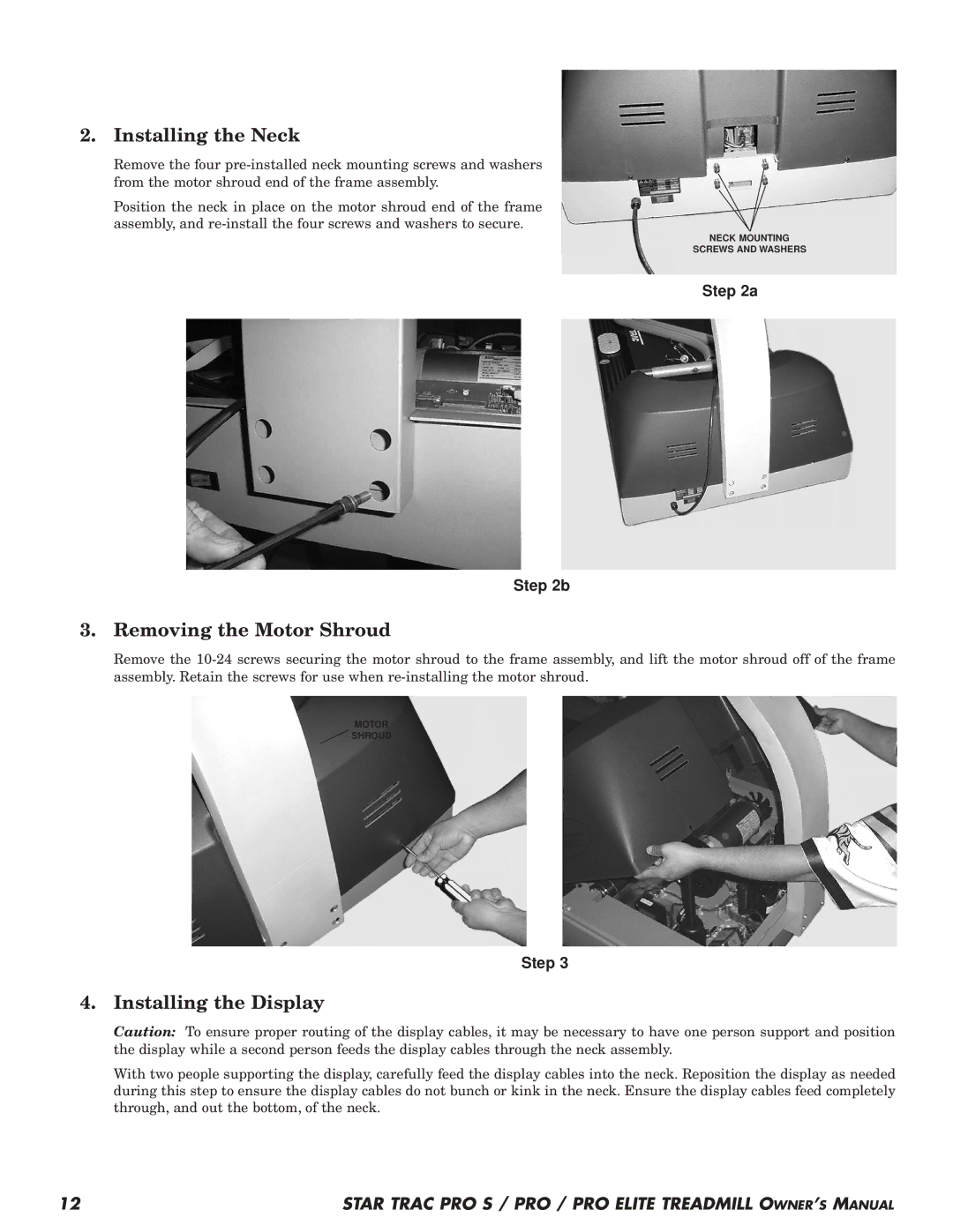 Star Trac Pro STM Treadmill manual Installing the Neck 