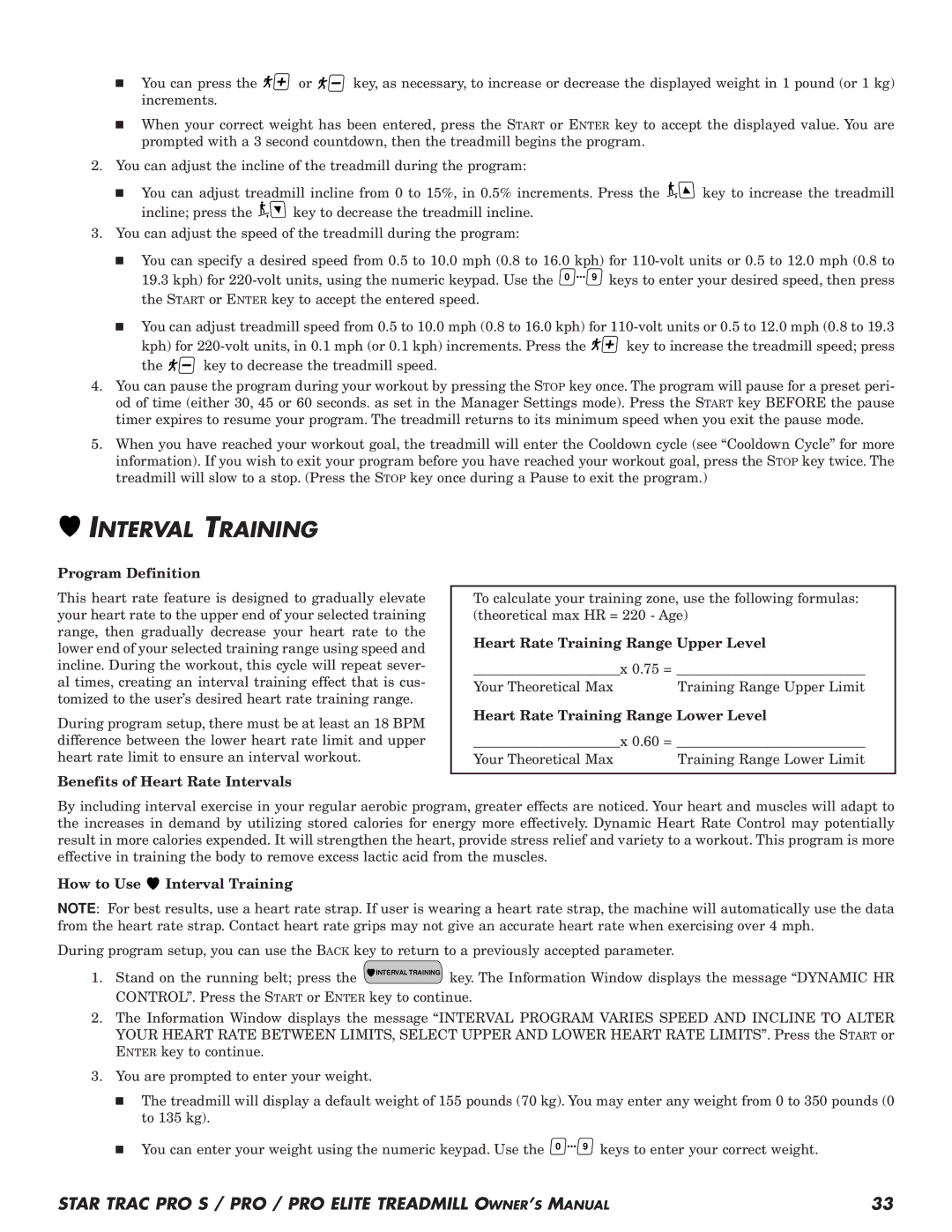 Star Trac Pro STM Treadmill manual How to Use Interval Training 